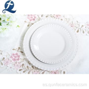 Sistemas de vajilla de cerámica blancos de la decoración del restaurante de encargo ecológico al por mayor